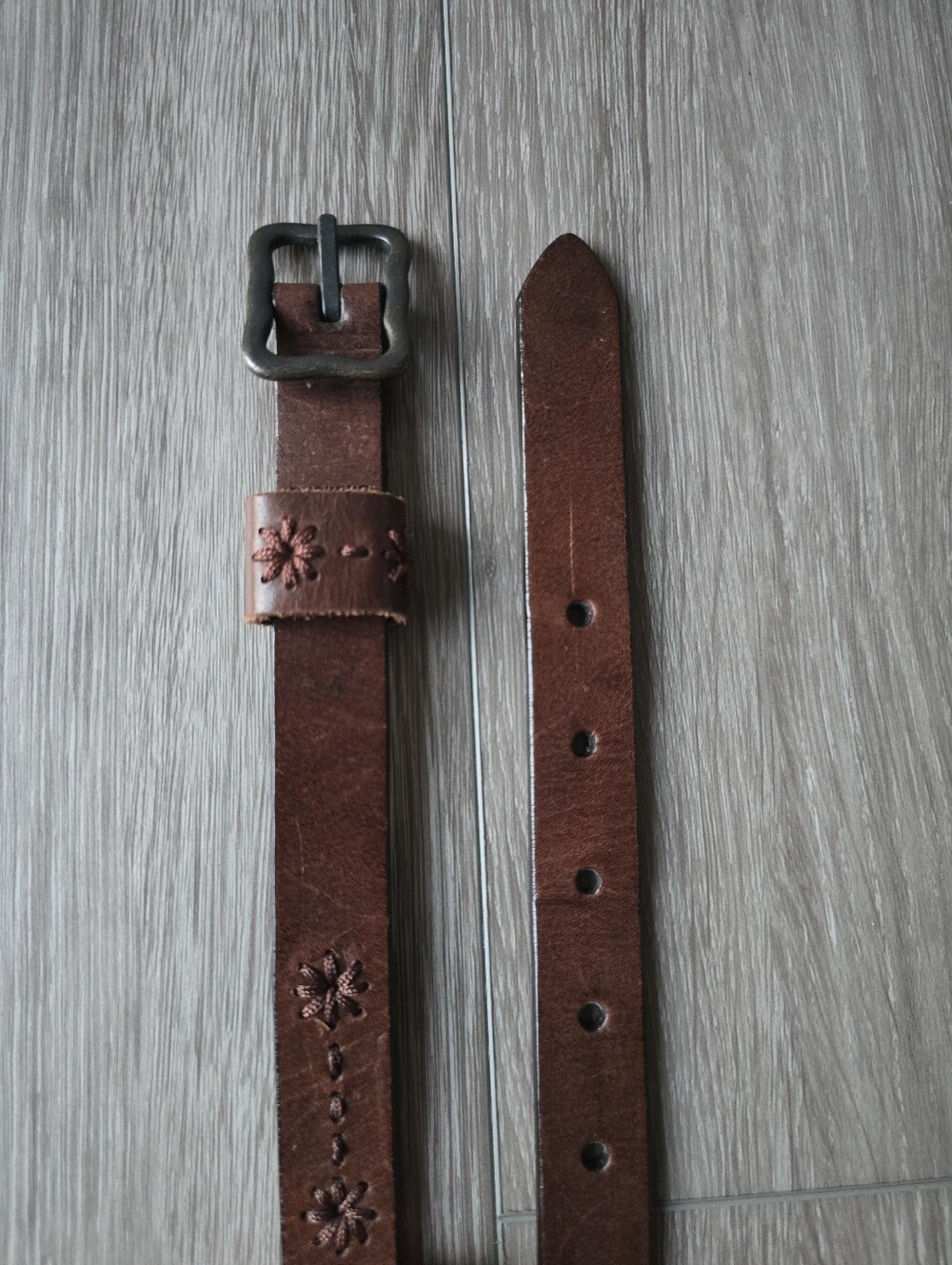 Dockers Brown Leather Belt Embroidered Daisy Floral Boho Y2K Cottagecore Women S